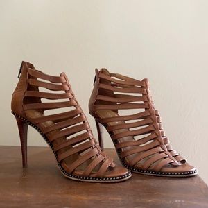 Coach Kia Saddle Leather Gladiator Heels Size 5
